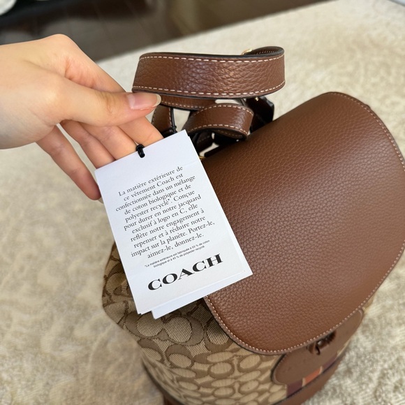 Coach Dempsey Drawstring Backpack In Signature Jacquard, Coach Backpack - Picture 2 of 7